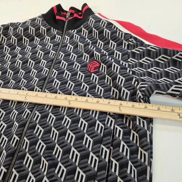 $650 MCM Women's Black Red Monogram MCM Logo Print Track Jacket Large - Picture 5 of 12